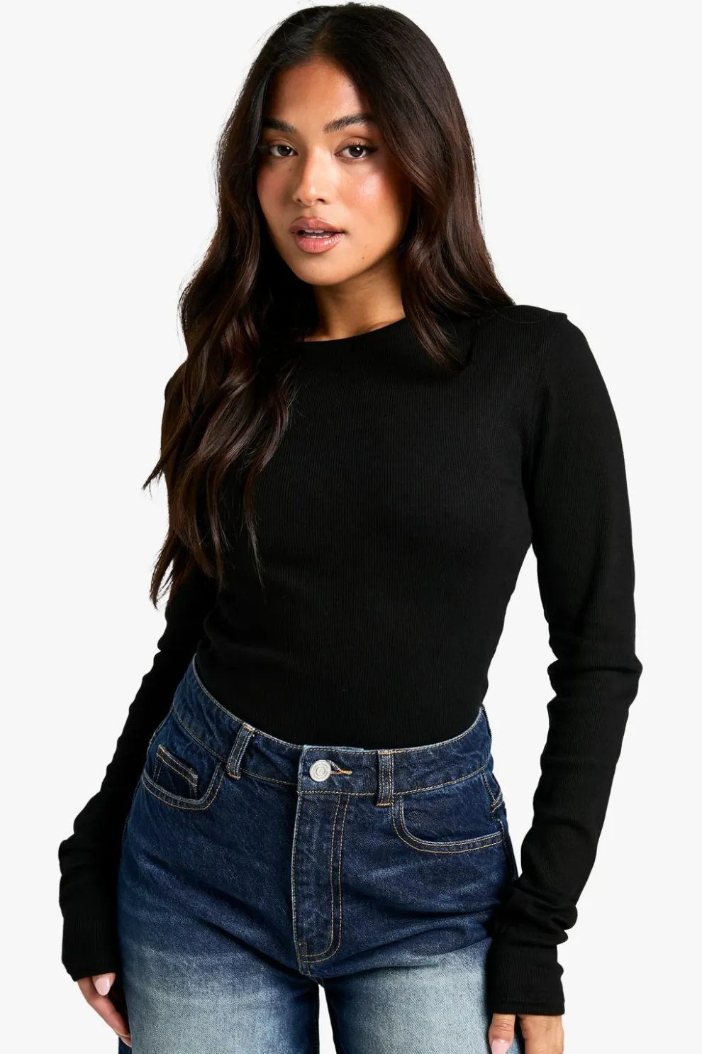 Petite Basic Crew Neck Long Sleeve Bodysuit | Nasty Gal