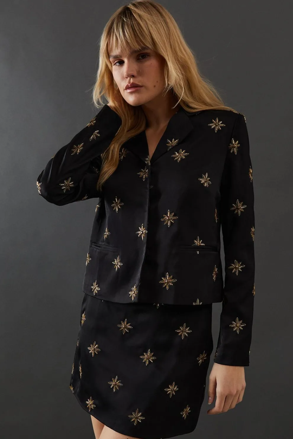 Premium Hand Embroidered Celestial Crop Jacket | Nasty Gal