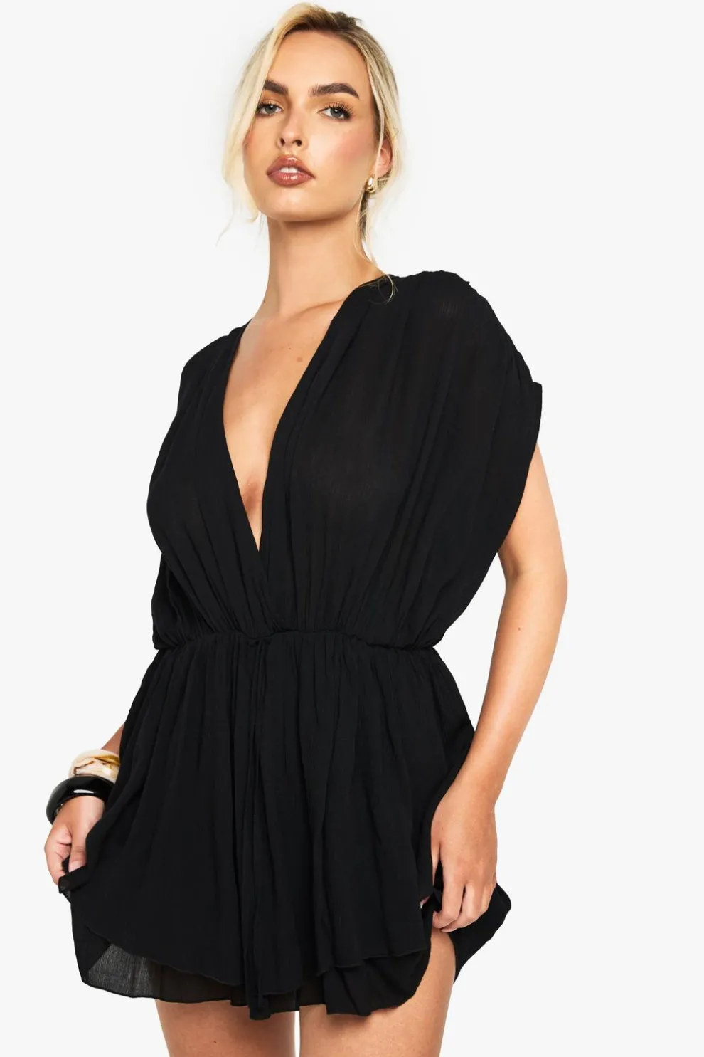 Cheesecloth Plunge Layered Playsuit | Nasty Gal