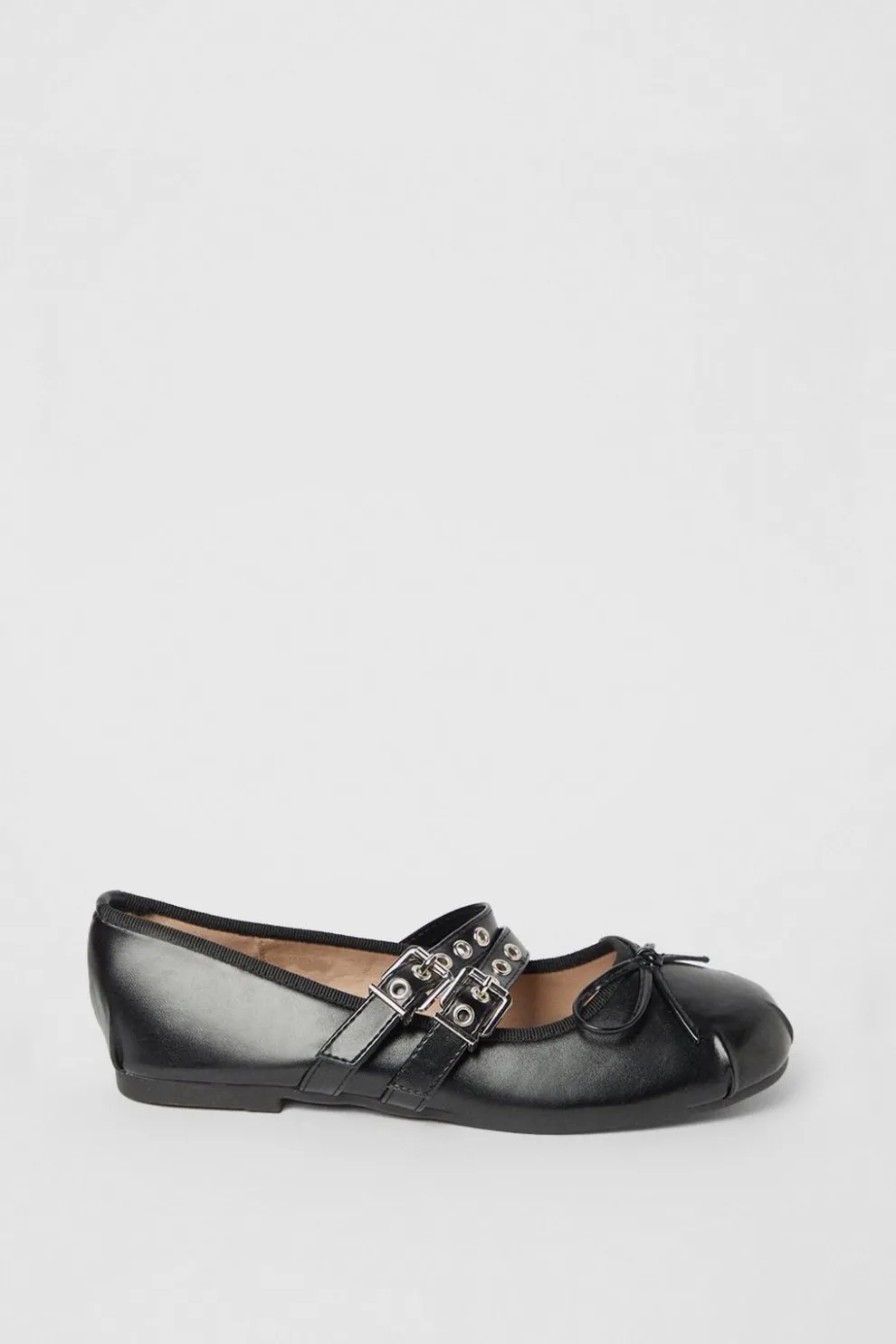 Double Buckle Strap Faux Leather Ballet Flat | Nasty Gal