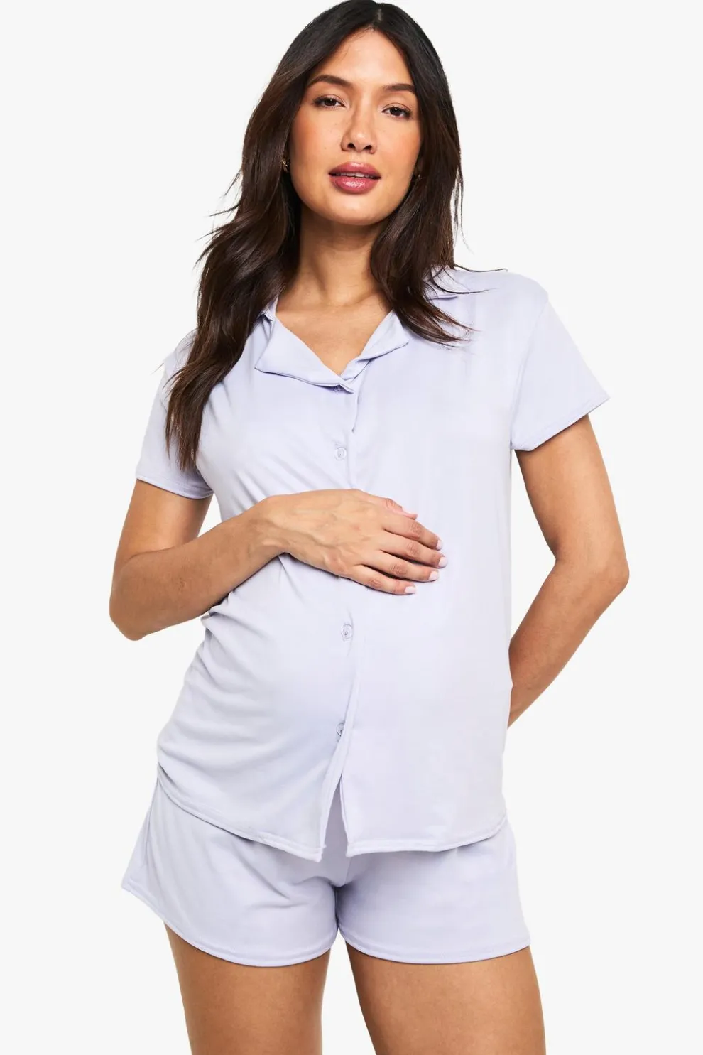 Maternity SHORT Sleeve Shirt & SHORT Pj Set | Nasty Gal