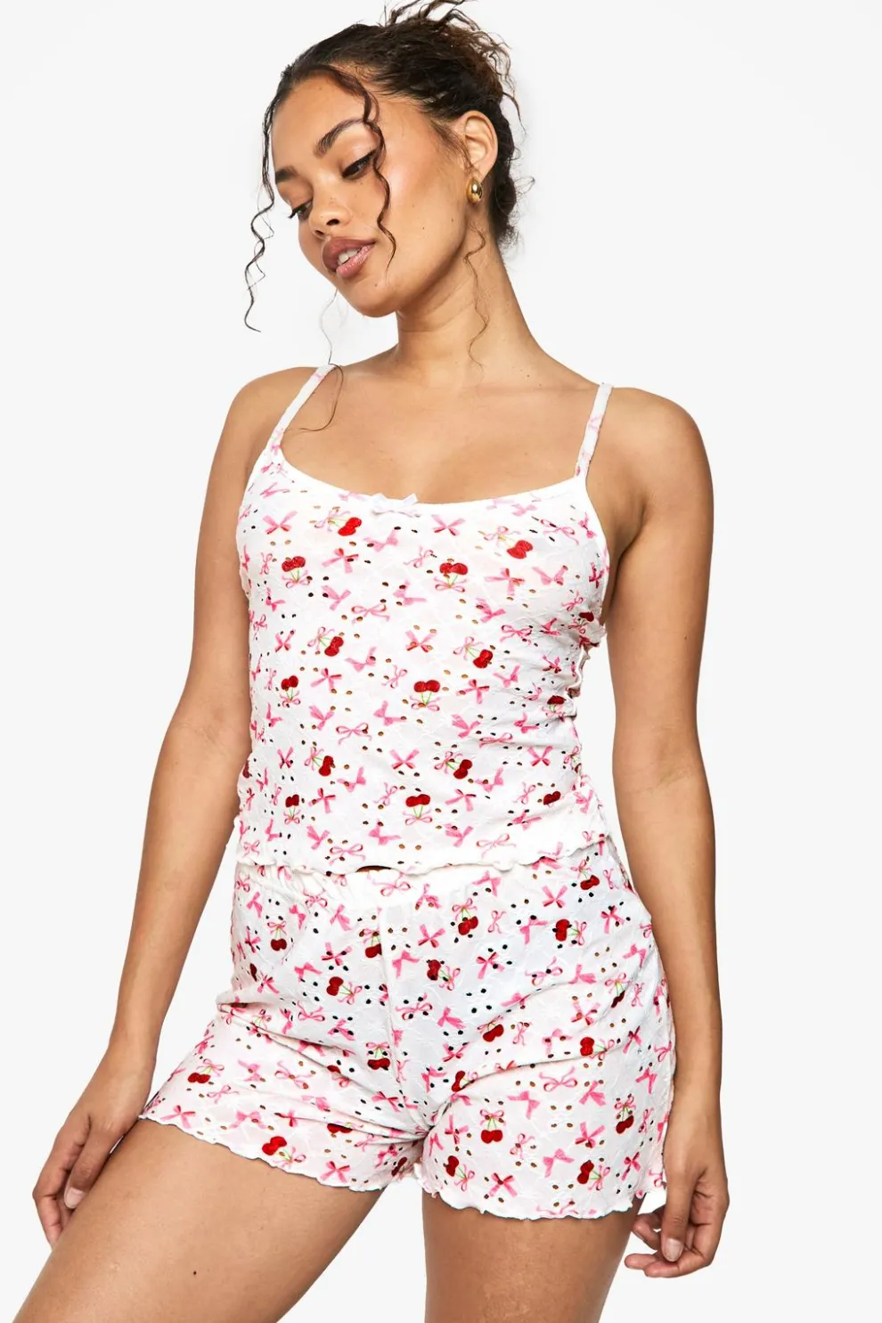 Mixed Bow & Cherry Print Cami & Shorts Pyjama Set | Nasty Gal