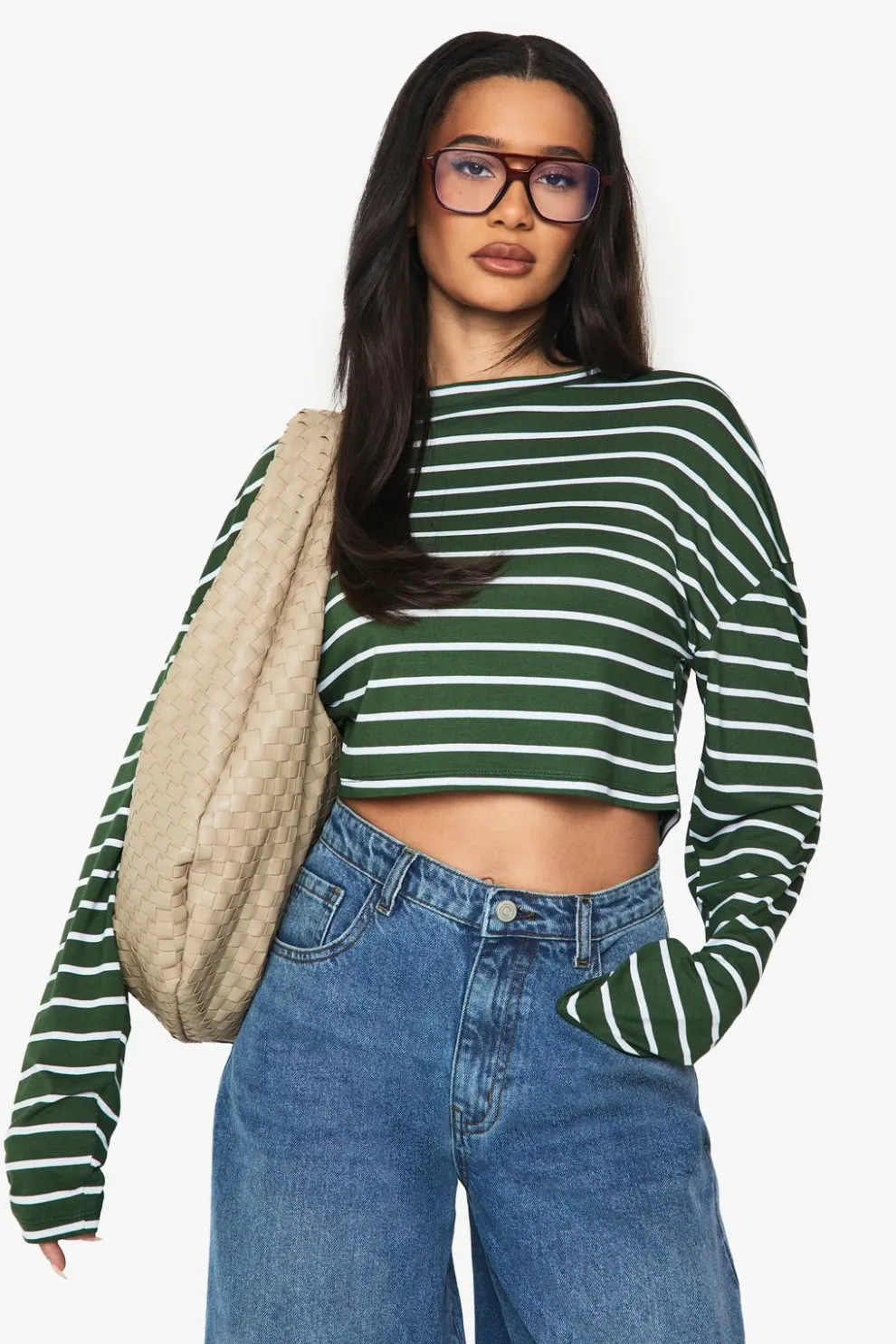 Stripe Long Sleeve Crop Top | Nasty Gal