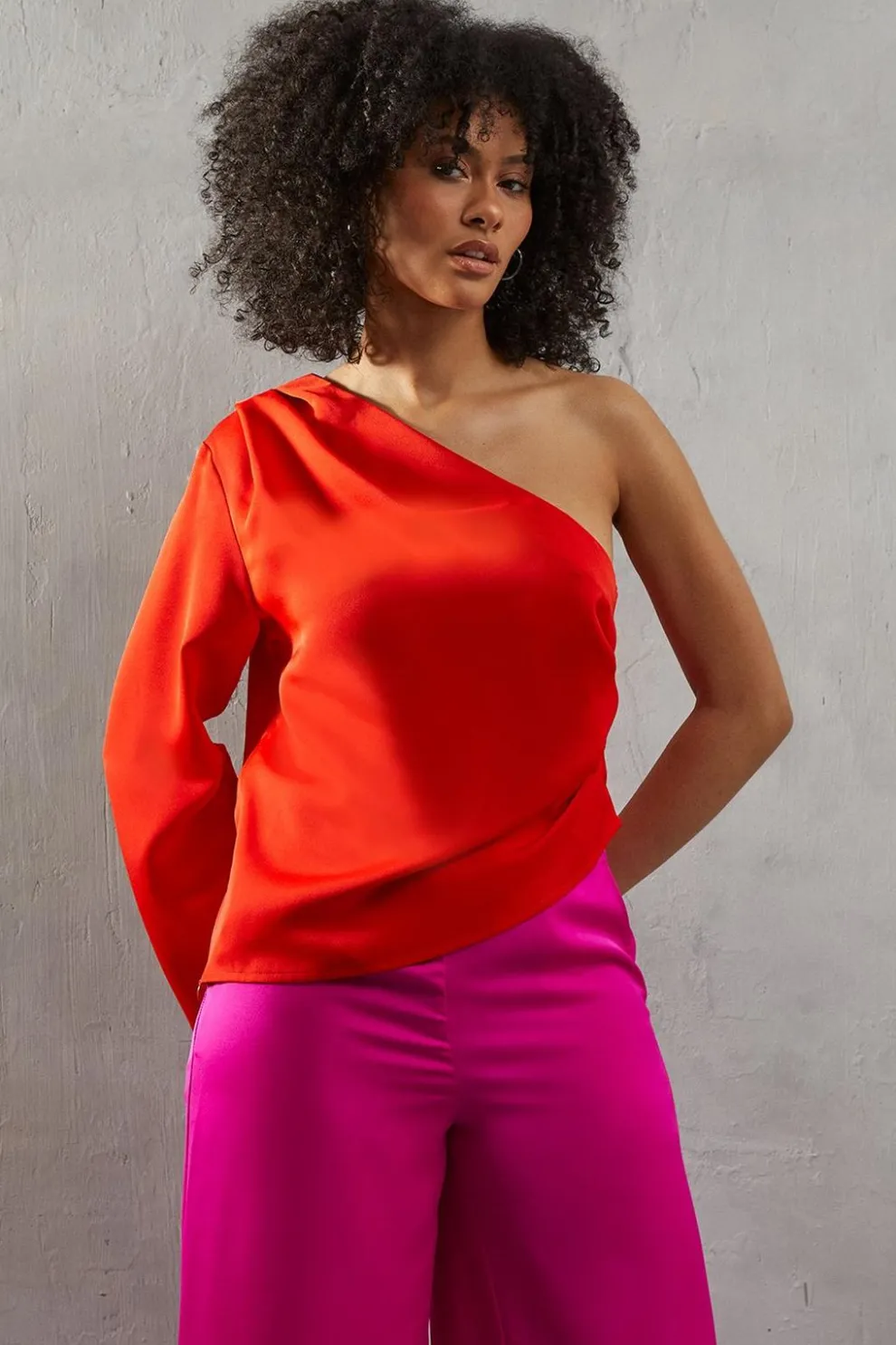 Premium One Sleeve Satin Top | Nasty Gal