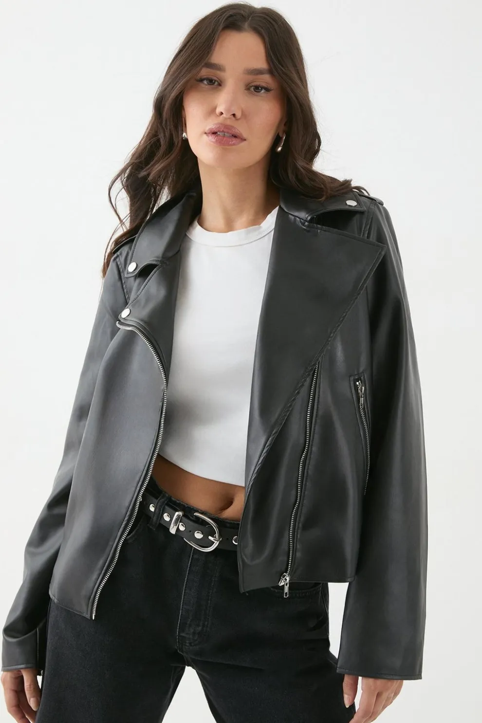 Leather Look Biker Jacket | Nasty Gal