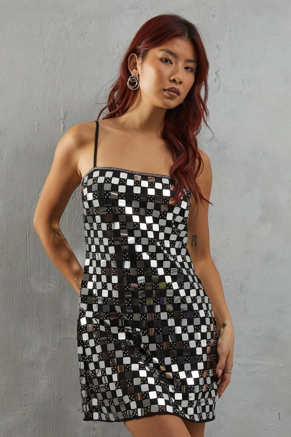 Premium Square Embellished Sequin Strappy Mini Dress | Nasty Gal