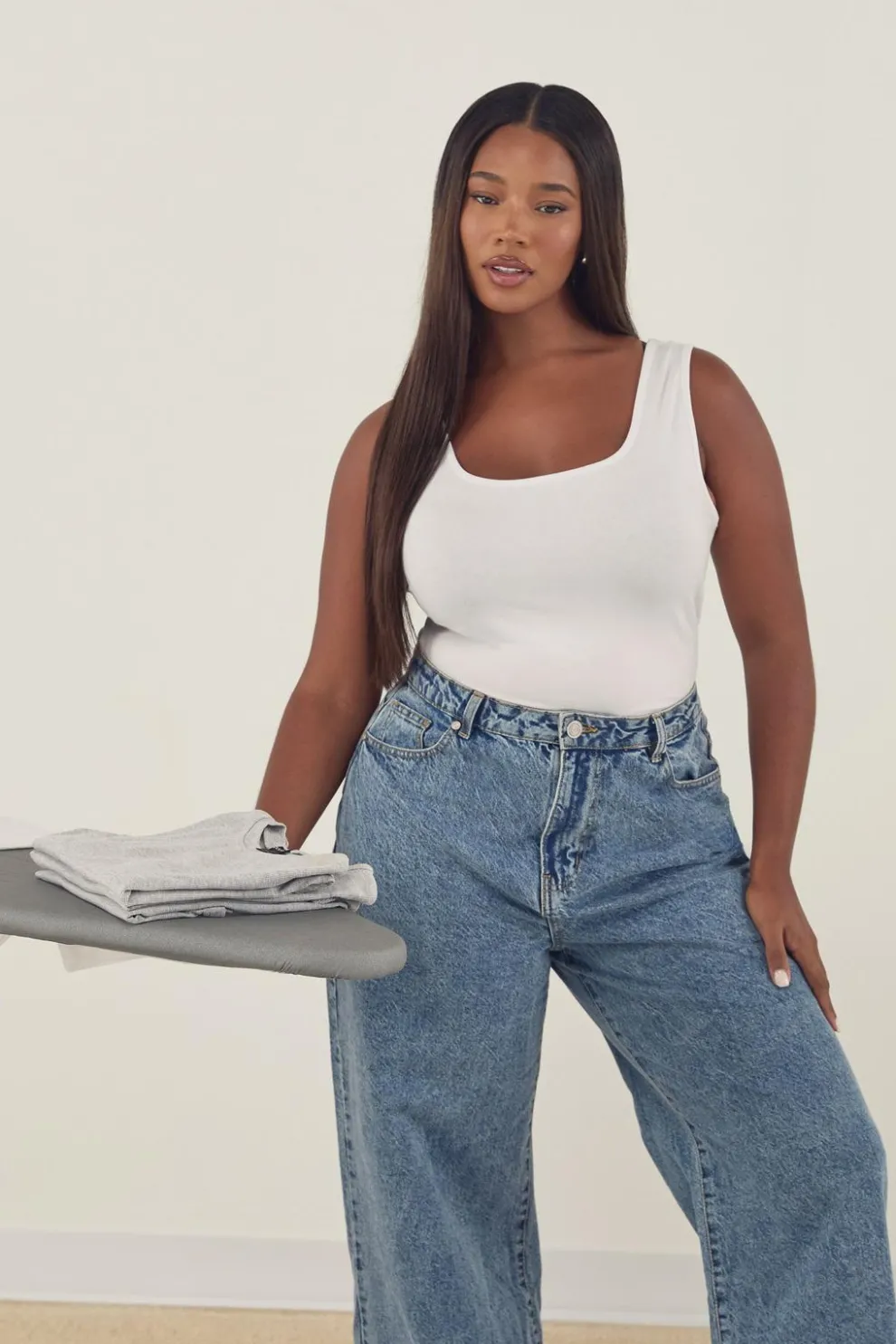 Boohoo Basics Plus Cotton Scoop Neck Sleeveless Bodysuit | Nasty Gal