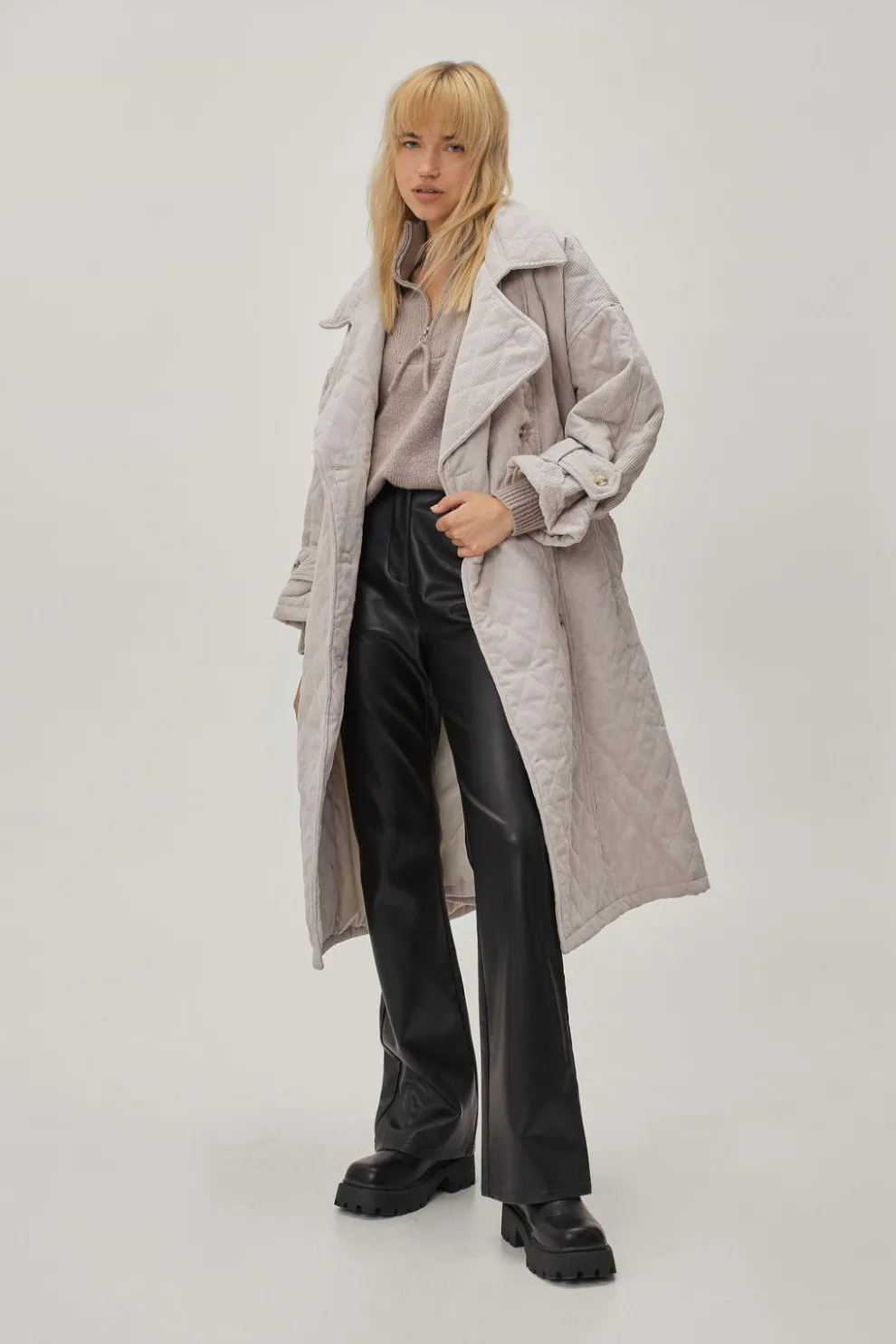 Quilted Oversized Mac Coat With Belt | Nasty Gal