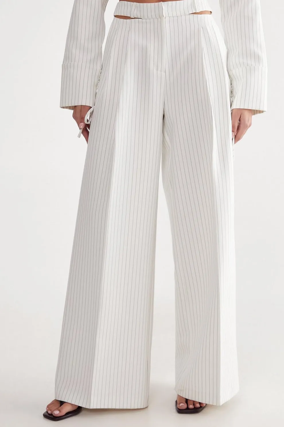 Tailored Cut Out Detail Pinstripe Trouser | Nasty Gal