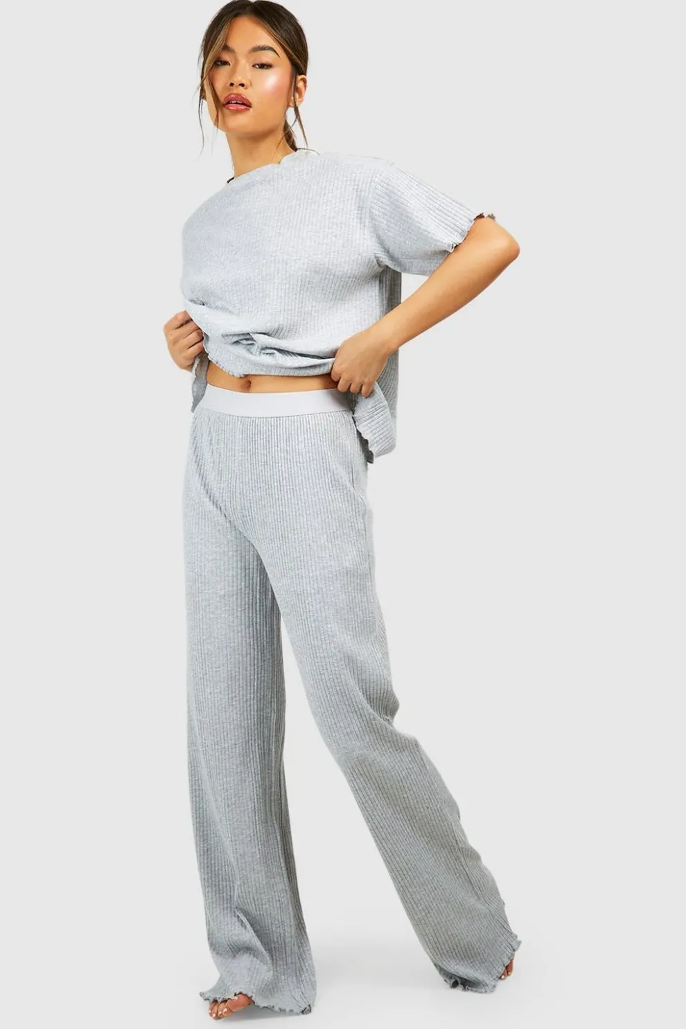 Loungewear Rib Wide Leg Trousers | Nasty Gal