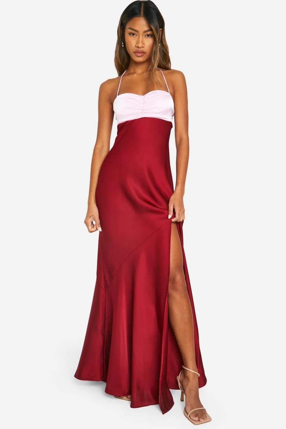 Contrast Satin Maxi Dress | Nasty Gal