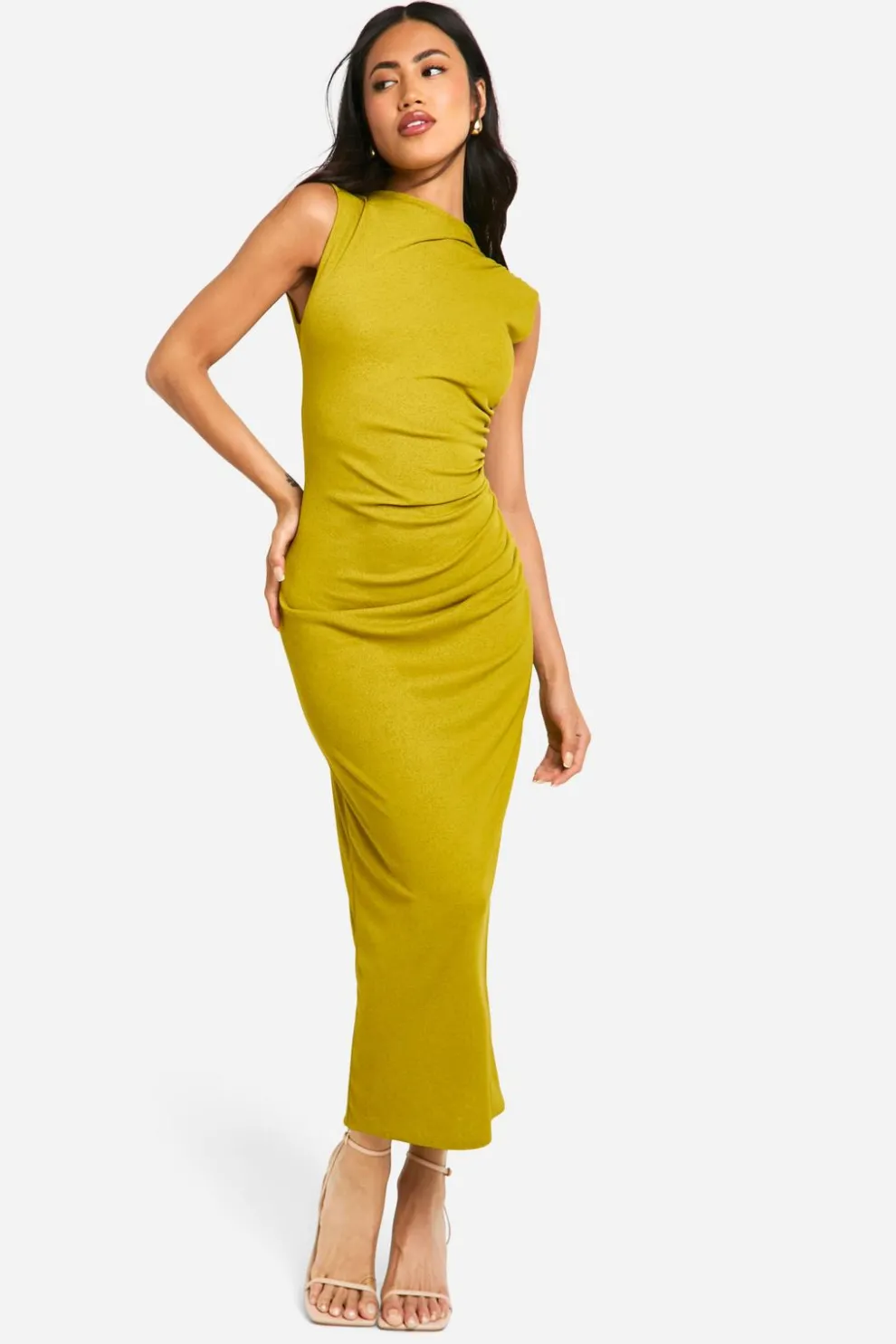 Sheer Ruched Maxi Dress | Nasty Gal