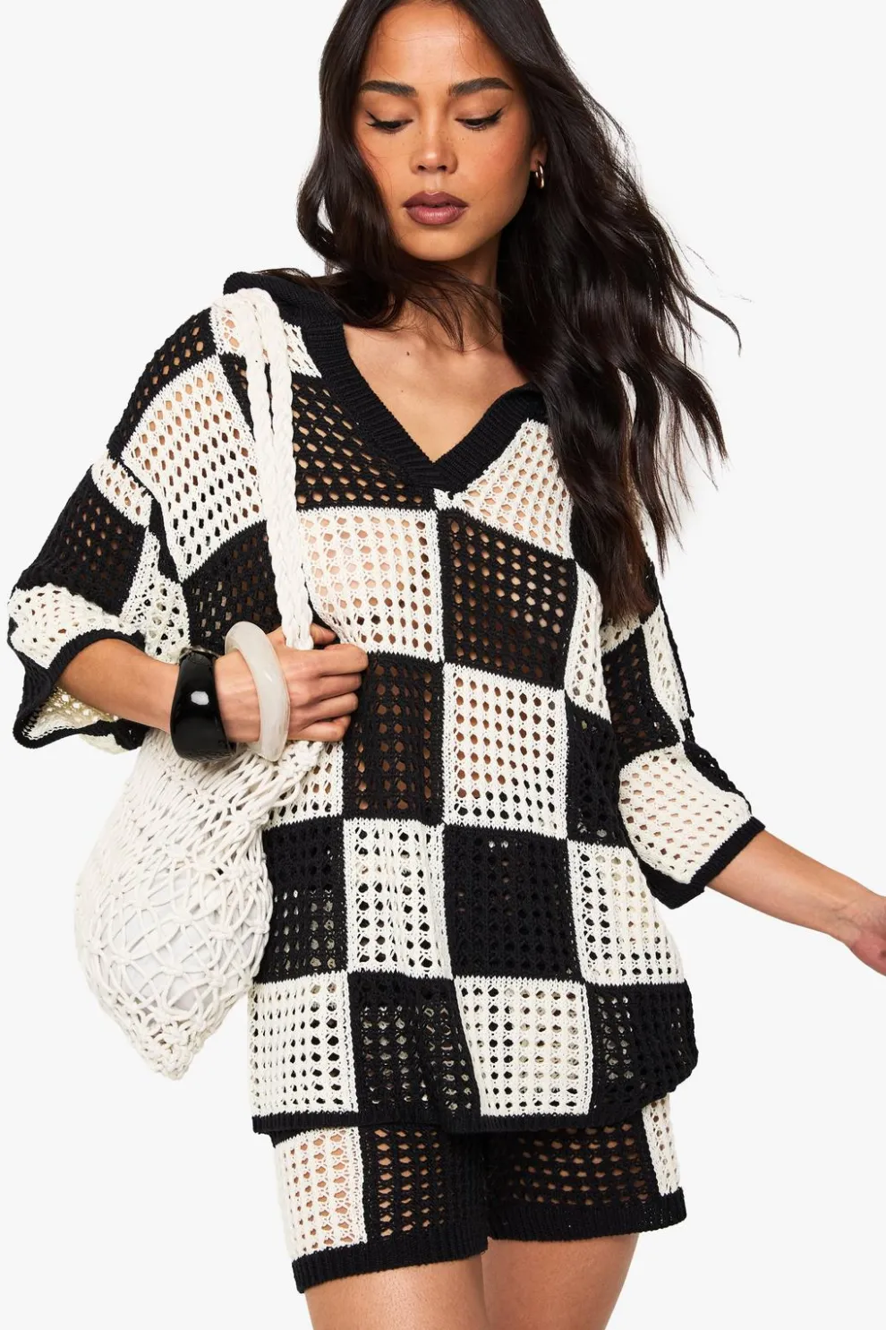 Checkerboard Crochet Beach Top | Nasty Gal