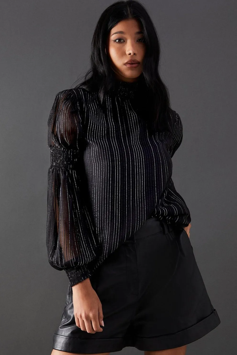 Metallic Stripe High Neck Blouse | Nasty Gal