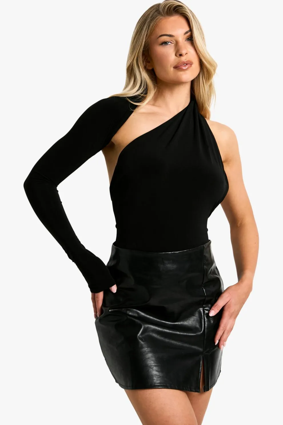 One Sleeve Open Back Bodysuit | Nasty Gal