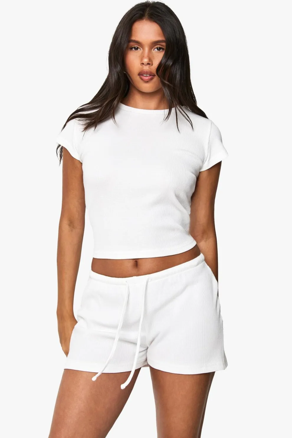 Waffle Tie Waist Shorts | Nasty Gal