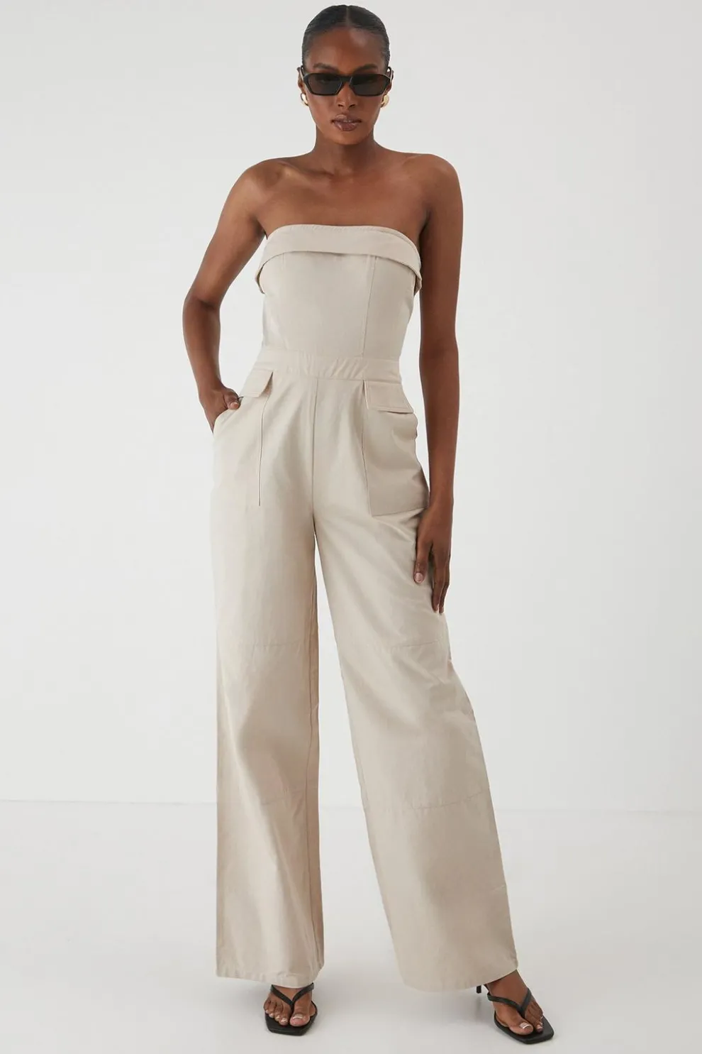 Utility Detail Bandeau Wide Leg Jumpsuit | Nasty Gal