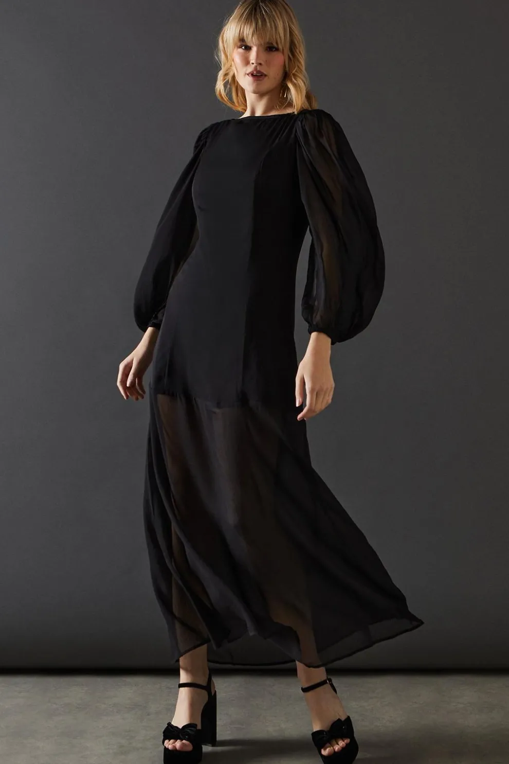 Chiffon Long Sleeve Maxi Dress | Nasty Gal