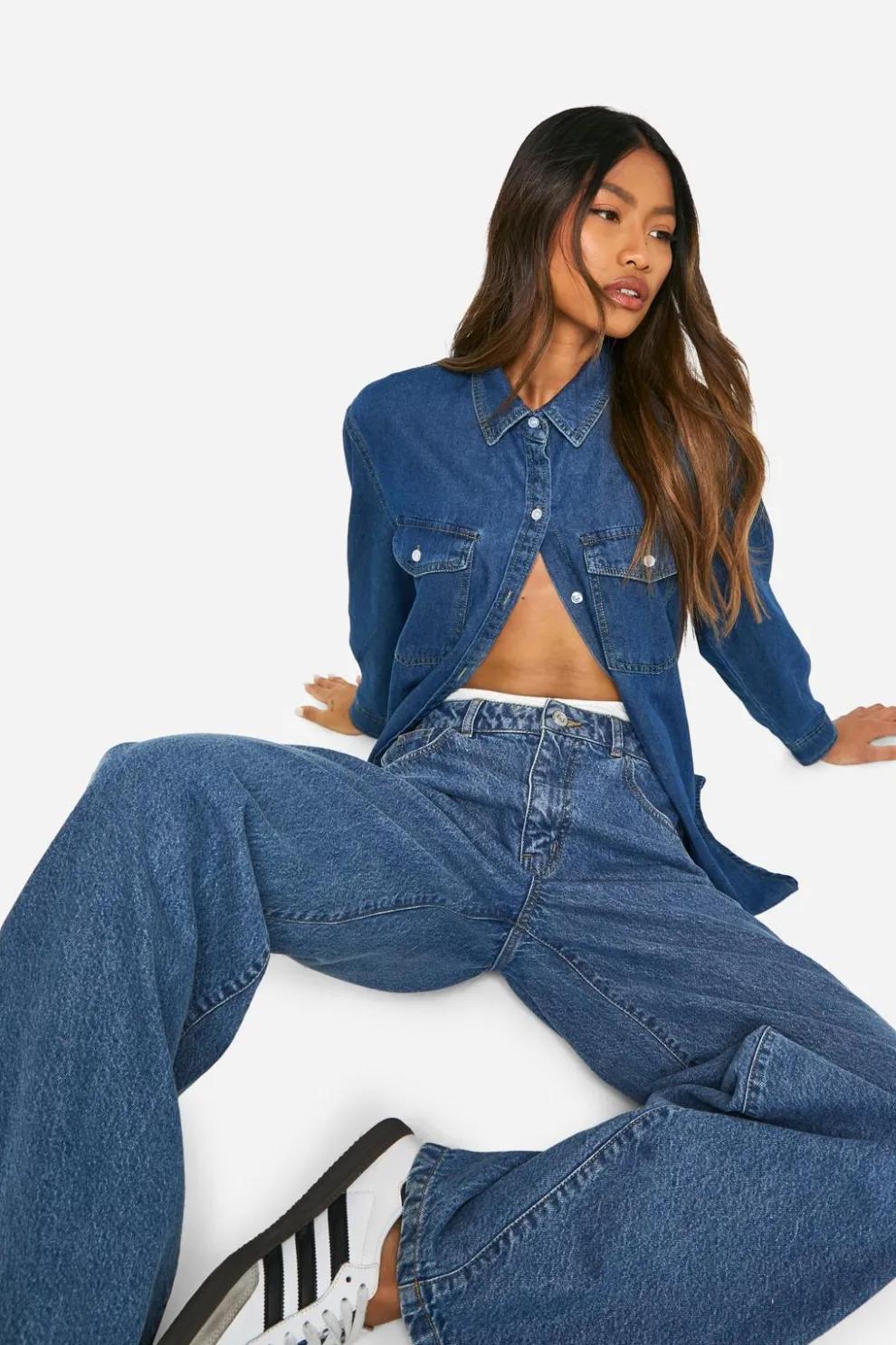 Boohoo Basics 30 Inch Leg High Waisted Wide Leg Jeans in Vintage Blue | Nasty Gal