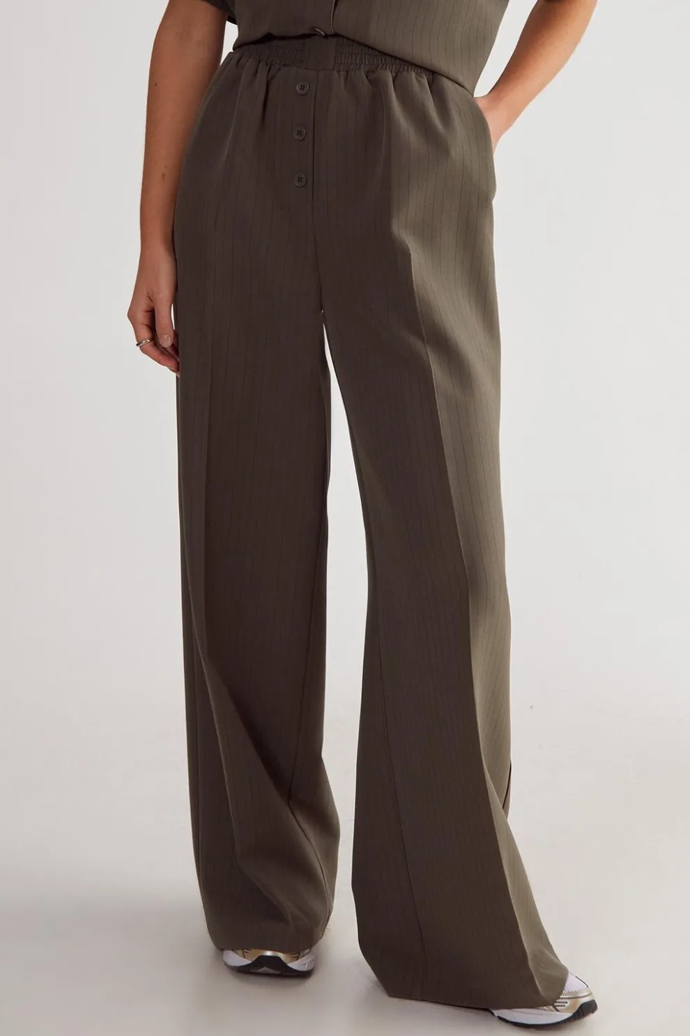 Pinstripe Button Front Detail Tailored Trouser. | Nasty Gal