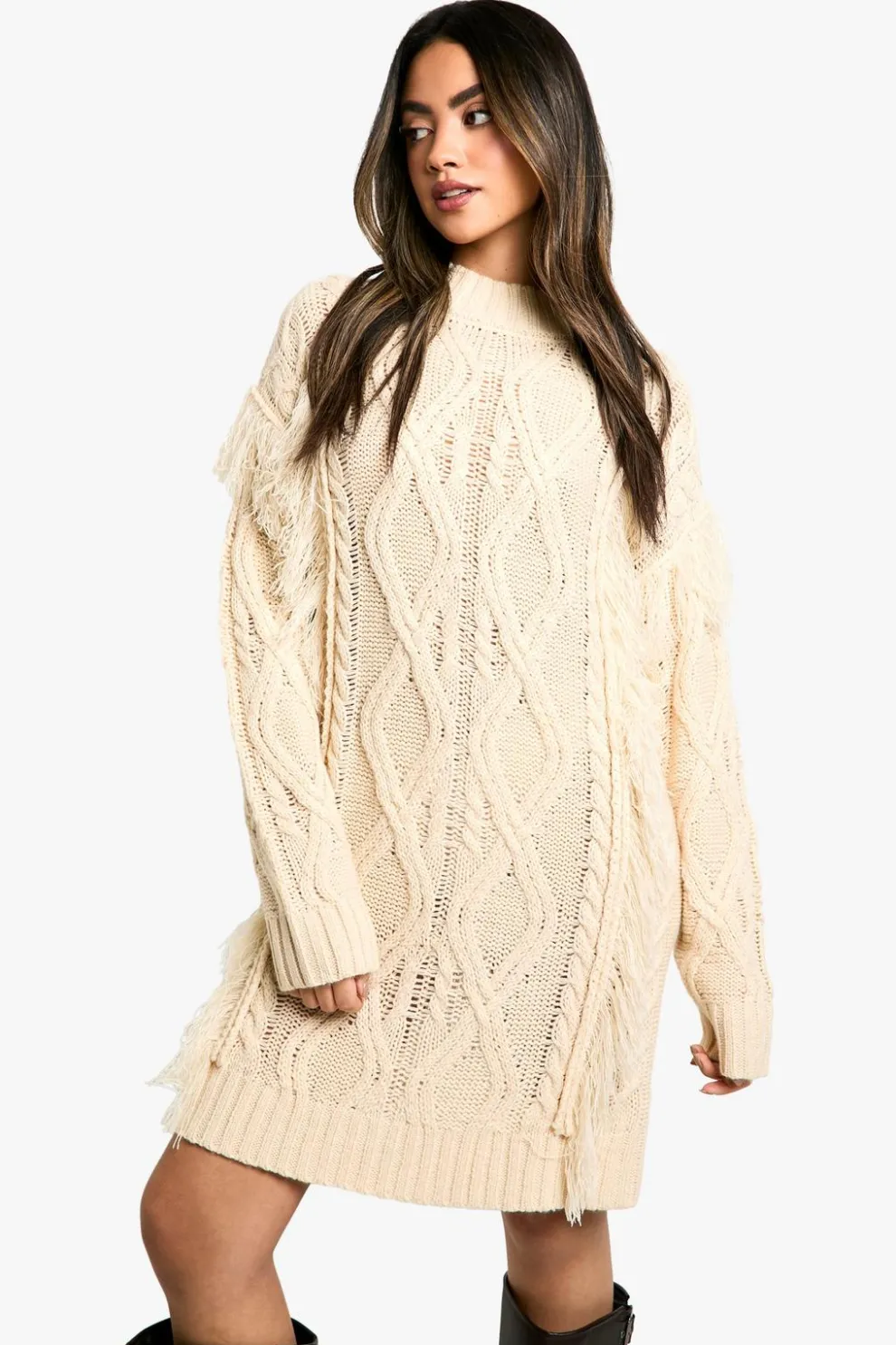 Tassel Knitted Cable Mini Jumper Dress | Nasty Gal