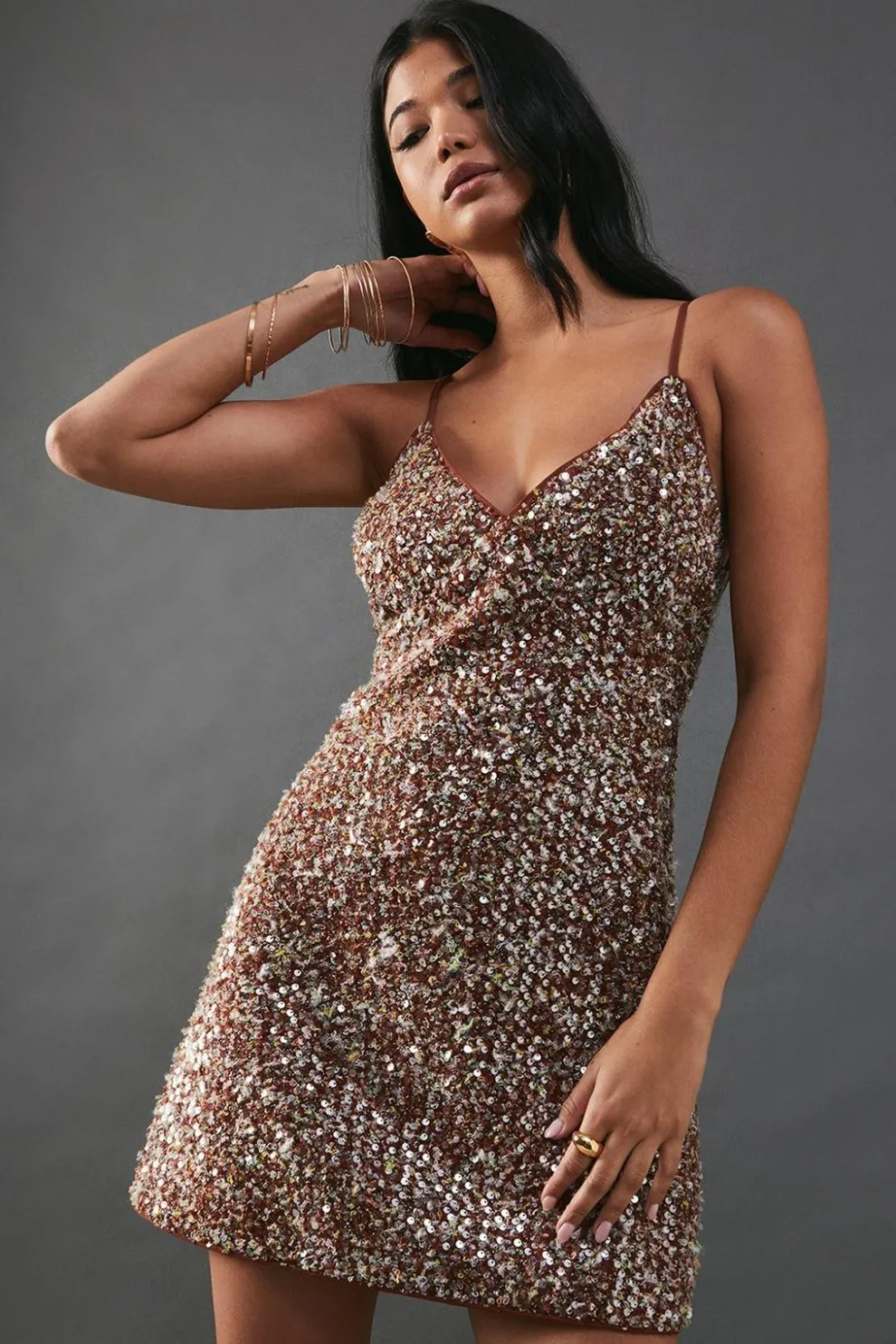 Sequin Boucle Strappy Mini Dress | Nasty Gal