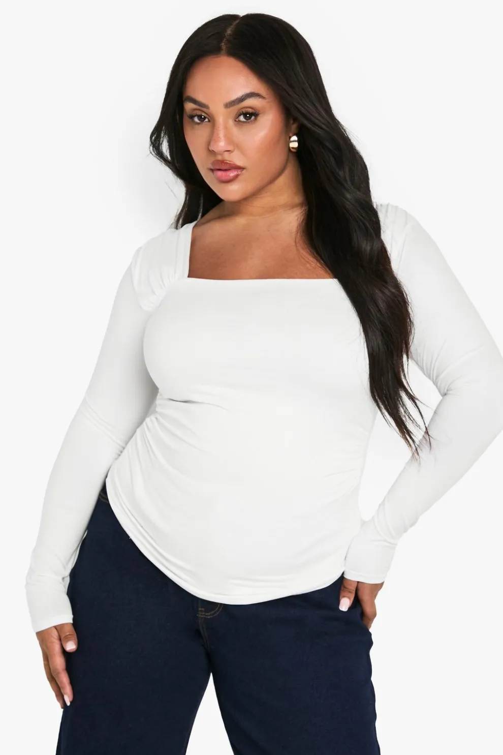 Plus Ruched Shoulder Top | Nasty Gal