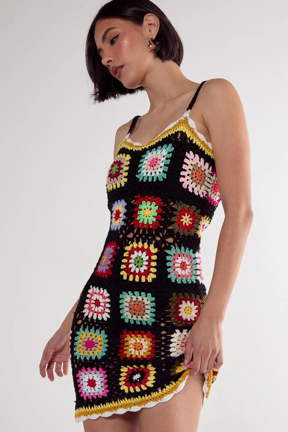Floral Hand Crochet Knitted Mini Dress | Nasty Gal