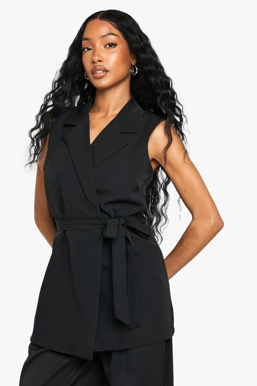 Tie Waist Shoulder Pad Waistcoat | Nasty Gal