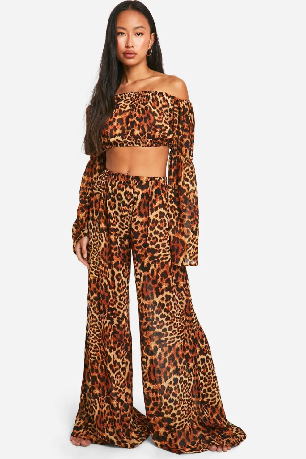 Leopard Wide Leg Palazzo Beach Trousers | Nasty Gal