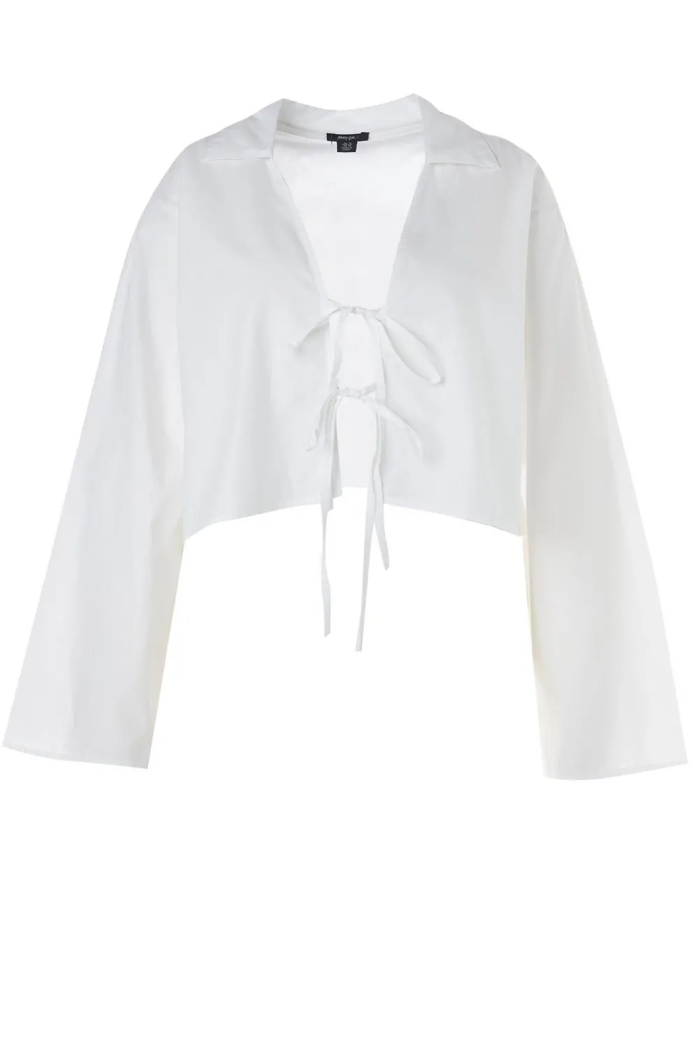 Plus Cotton Tie Front Collared Wide Cuff Shirt | Nasty Gal