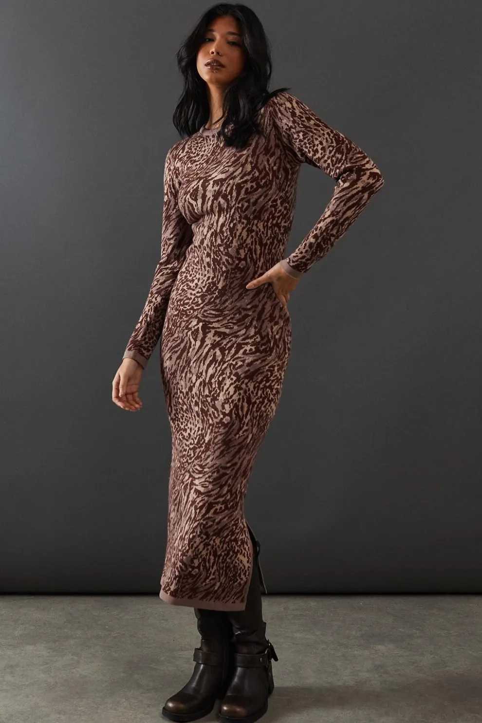 Animal Jacquard Slouchy Knitted Midaxi Dress | Nasty Gal