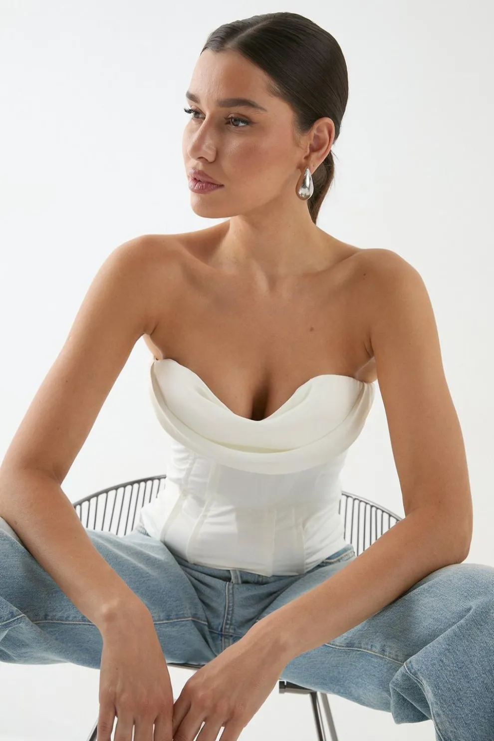 Satin Bandeau Draped Corset Top | Nasty Gal