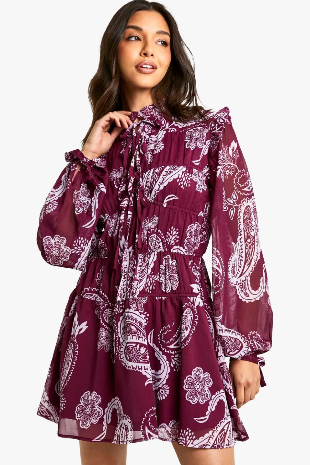 Paisley Tie Chiffon Smock Dress | Nasty Gal