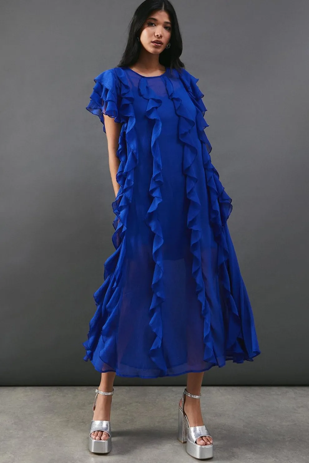 Chiffon Ruffle Tendril Sleeveless Midaxi Dress | Nasty Gal