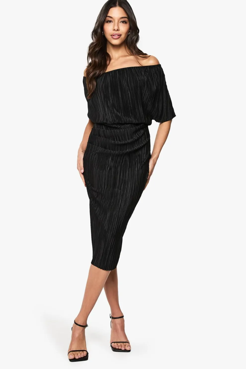 Plisse Off The Shoulder Midi Dress | Nasty Gal