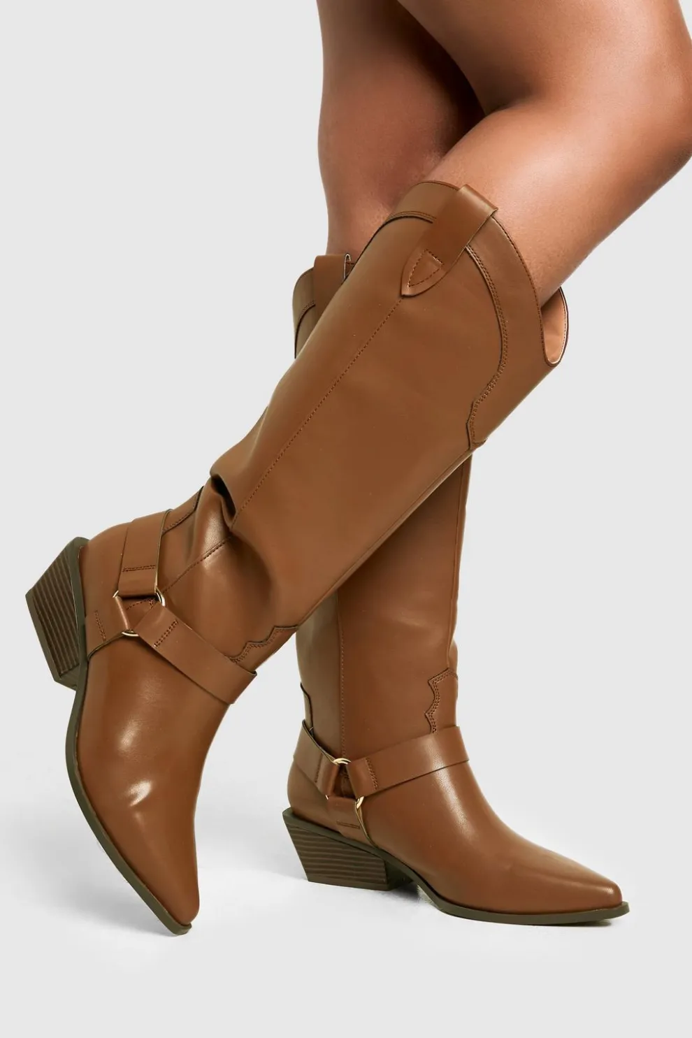 Western Style Harness Detail Knee High Boots | Nasty Gal
