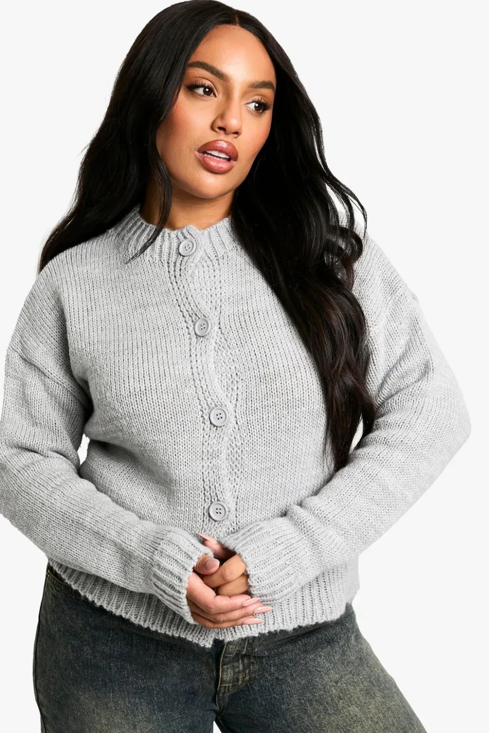 Plus Crew Neck Button Front Cardigan | Nasty Gal