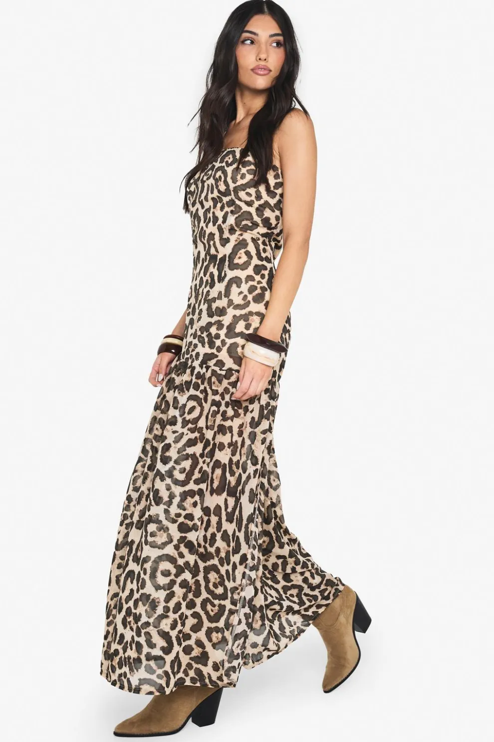 Printed Chiffon Bandeau Maxi Dress | Nasty Gal