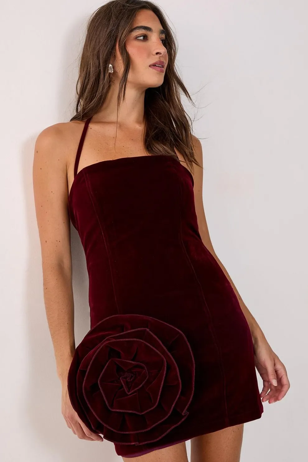 Velvet Corsage Halter Mini Dress | Nasty Gal