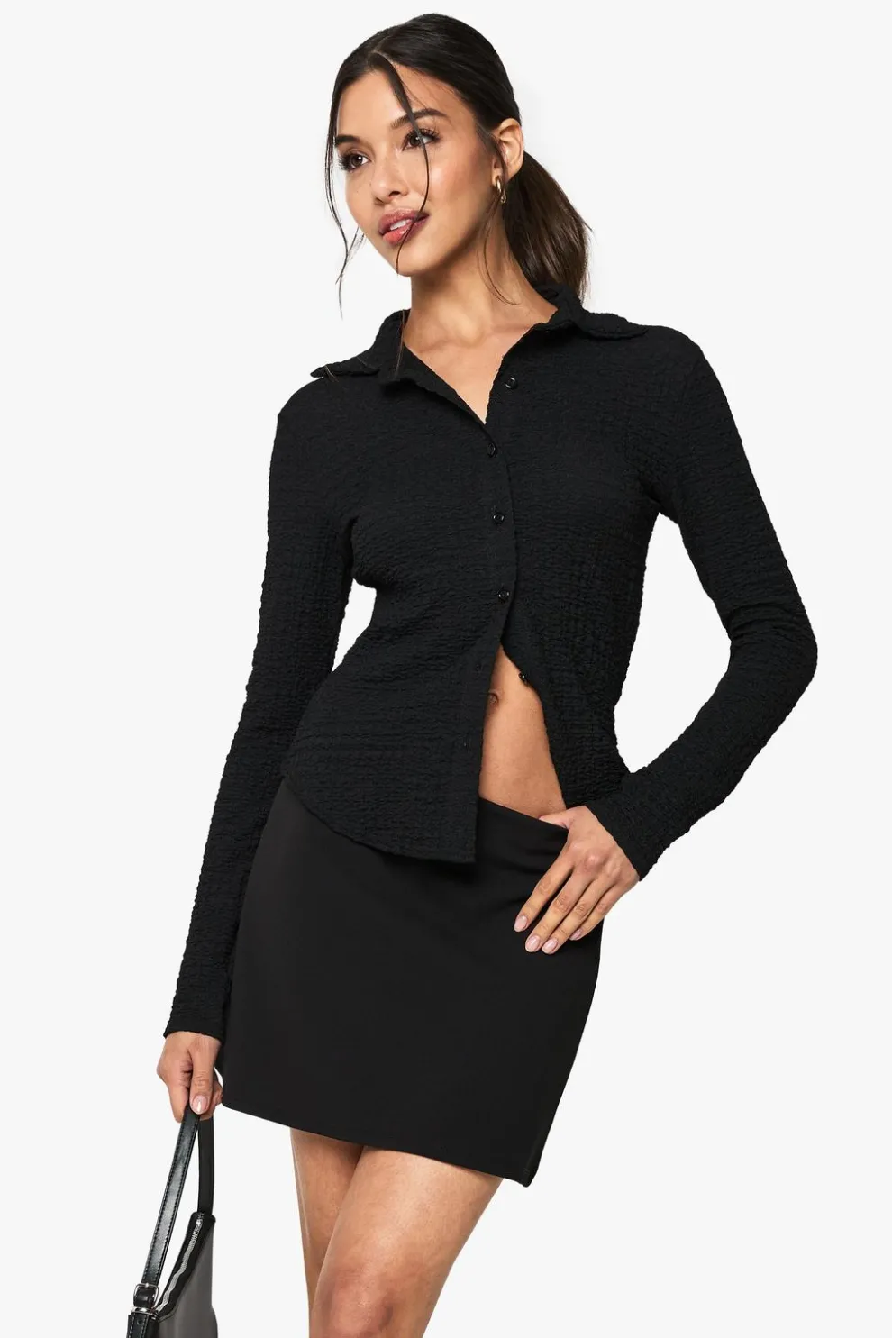 Textured Button Through Shirt | Nasty Gal
