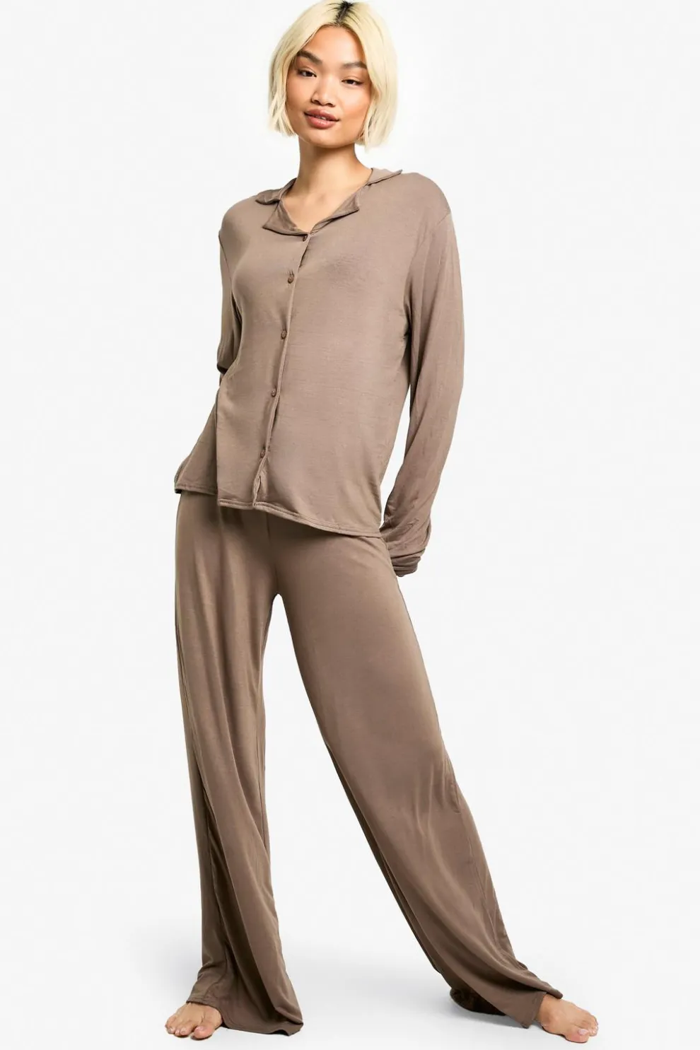 Peached Jersey Wide Leg Pyjama Trouser | Nasty Gal