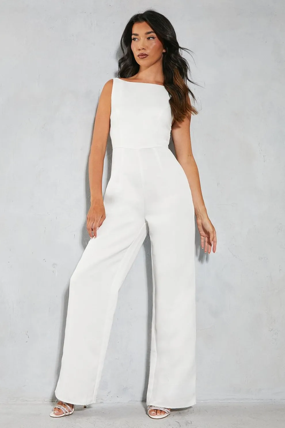 Premium Satin Sleeveless Bow Back Straight Leg Jumpsuit | Nasty Gal