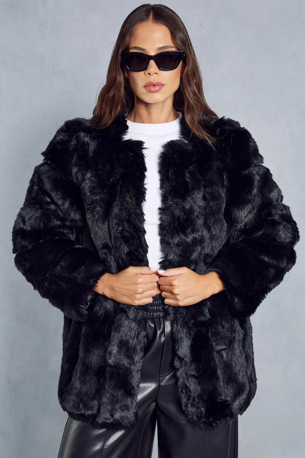 Oversized Luxe Panelled Faux Fur Coat | Nasty Gal