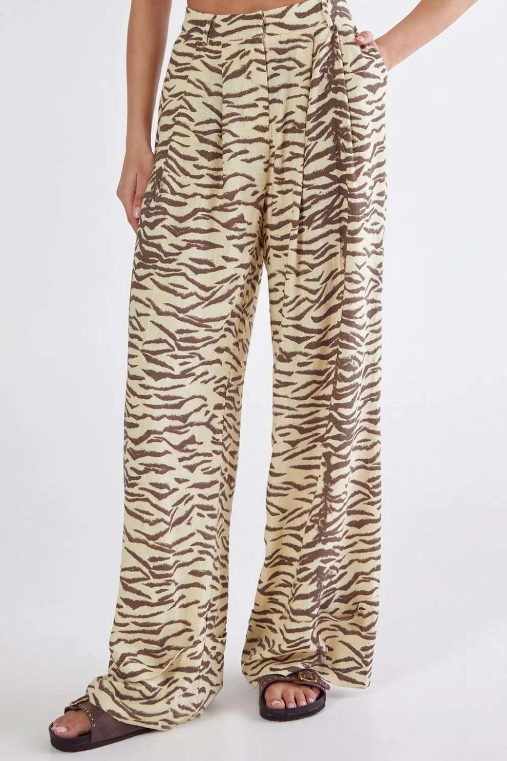 Zebra Print Linen Tailored Trousers | Nasty Gal