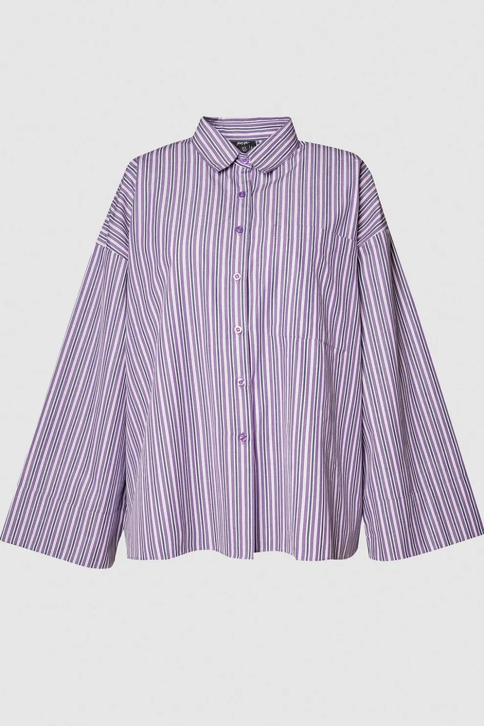 Plus Cotton Stripe Extreme Oversized Wide Cuff Shirt | Nasty Gal