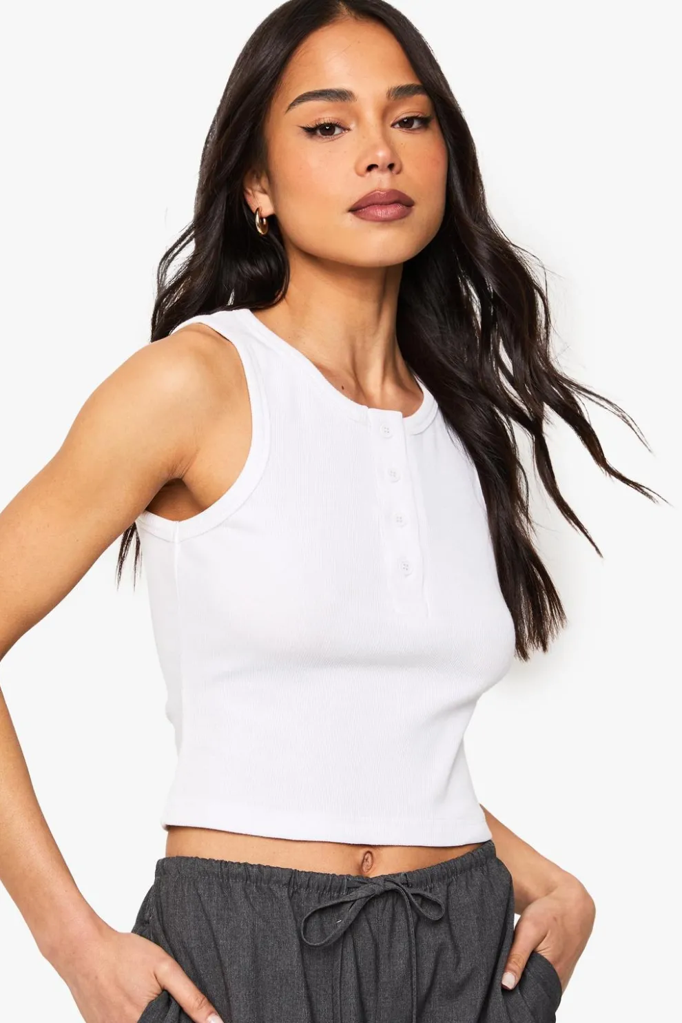 Button Detail Tank Vest Top | Nasty Gal