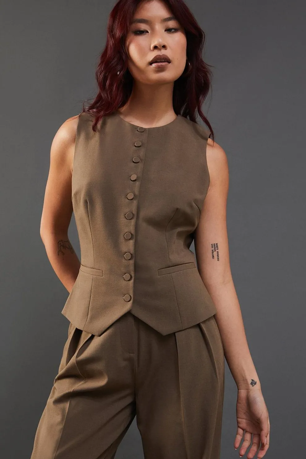 Wool Crew Neck Tailored Waistcoat | Nasty Gal