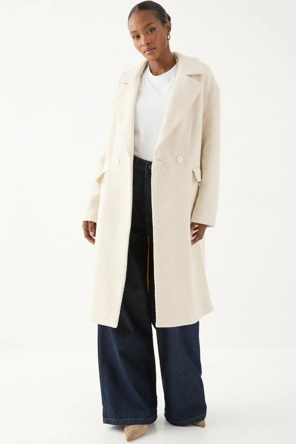 Wool Look Textured Coat | Nasty Gal