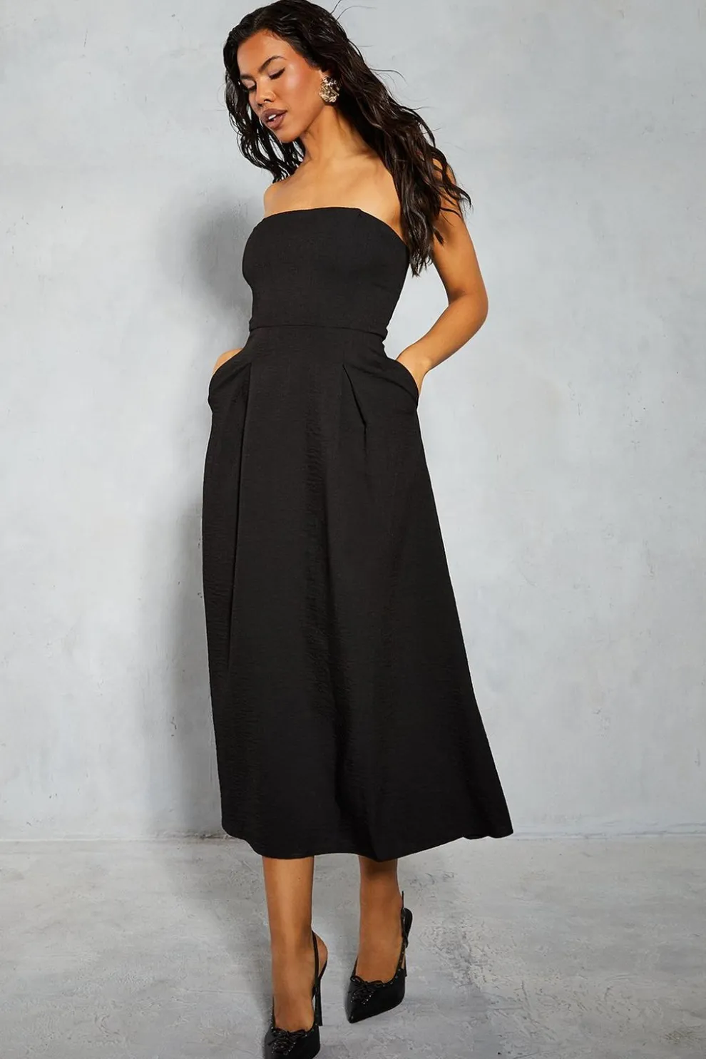 Linen Look Bandeau Maxi Dress | Nasty Gal